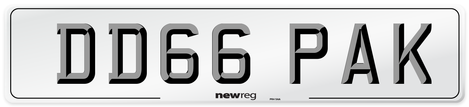 DD66 PAK Number Plate from New Reg